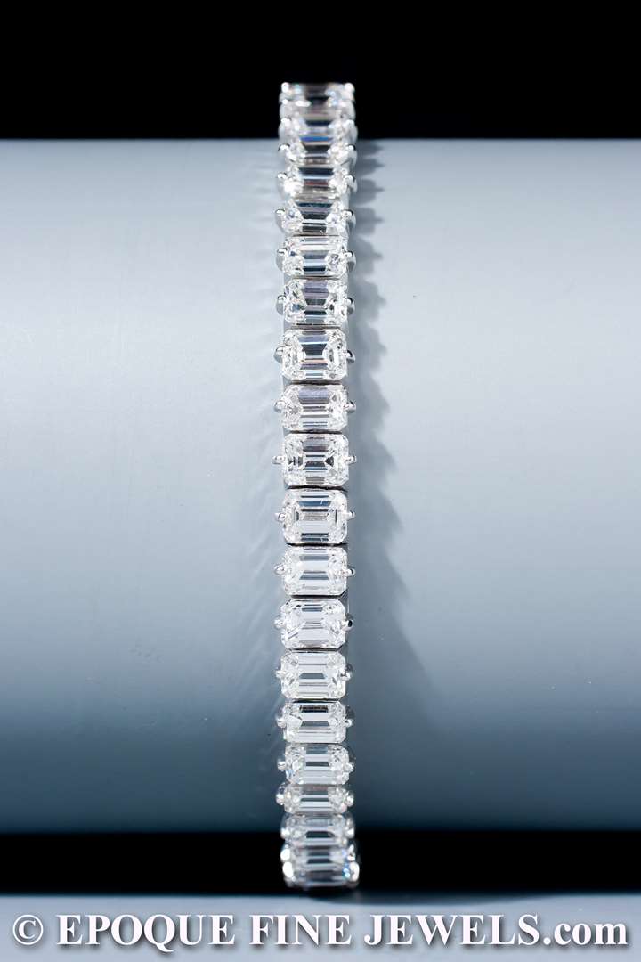 A very fine emerald cut diamond line bracelet